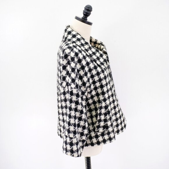 DAMAGED Rafaella Large Black White Tweed Plaid Sport Coat Wool Acrylic Polyester - Picture 8 of 12